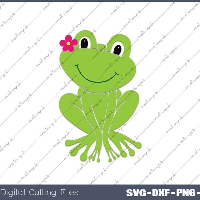 Frog with flower SVG PNG Cutting Printable Files