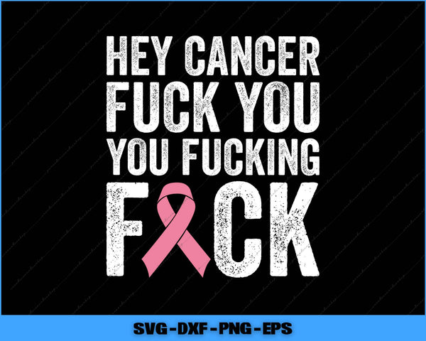 Pink breast cancer ribbon with text on a black background
