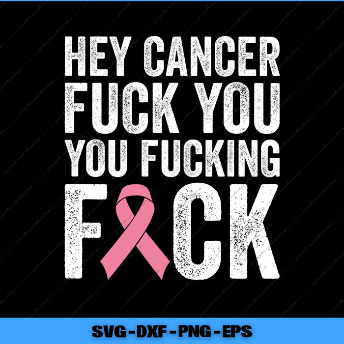 Pink breast cancer ribbon with text on a black background