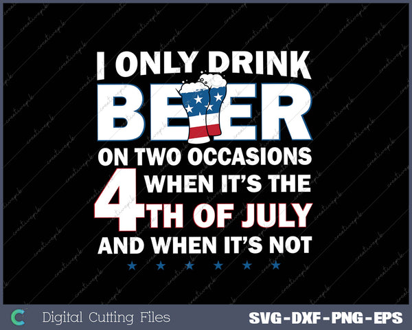 Funny 4th of July Beer Party with American Flag SVG PNG Cutting Printable Files