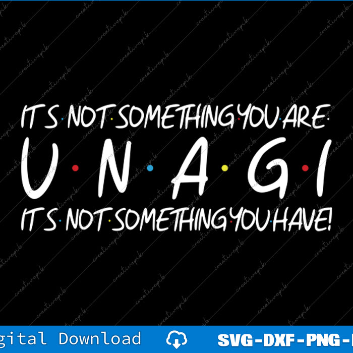 Text design with 'UNAGI' in a stylized font on a black background