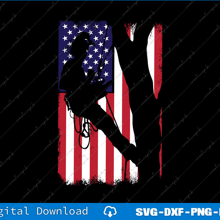 Funny American Flag Arborist Gift For Men Cool Tree Lover SVG PNG Printable File