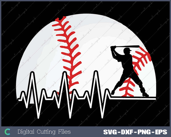 Funny Baseball Heartbeat Baseball Player 