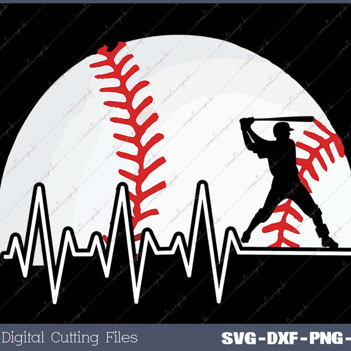 Funny Baseball Heartbeat Baseball Player 