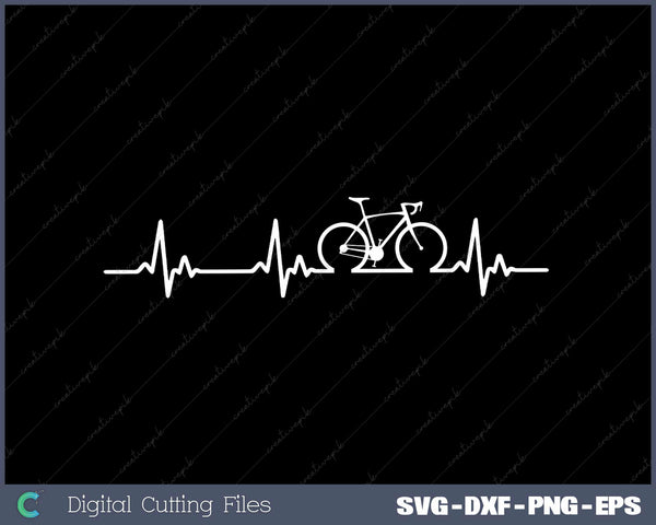 Funny Bicycle Heartbeat Cycling Cyclist SVG PNG Cutting Files