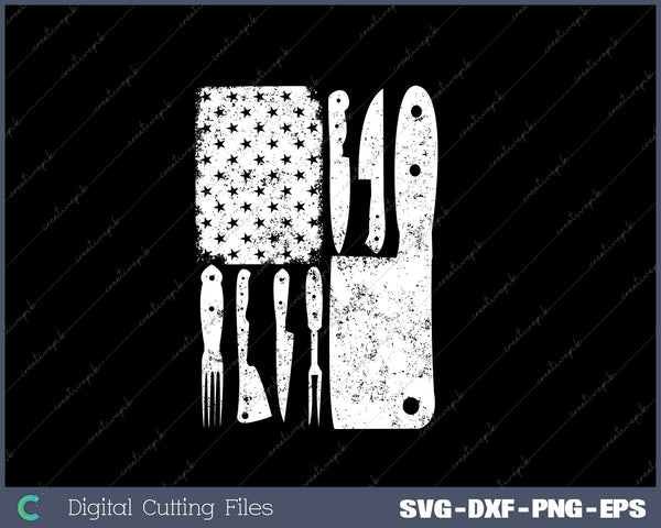 Funny Chef Knife American Flag Patriot Design 