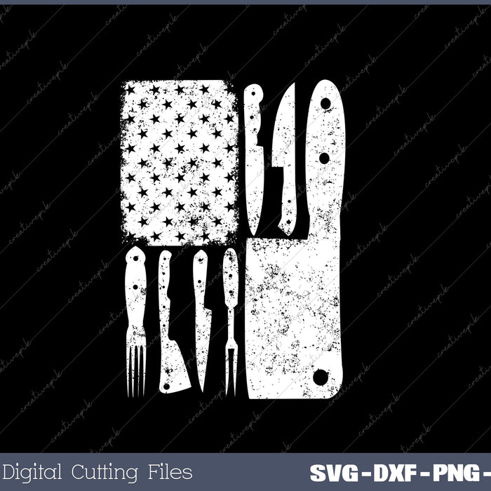 Funny Chef Knife American Flag Patriot Design 