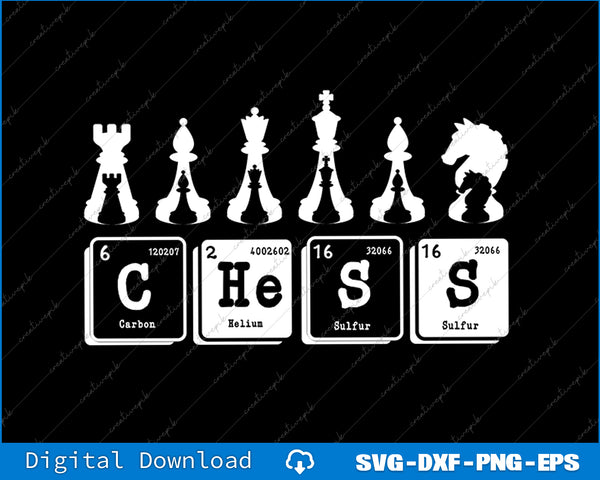 Funny Chess Set Pieces Periodic Table Board Game Player SVG PNG File
