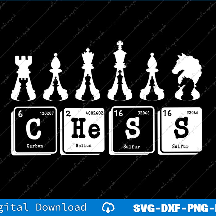 Funny Chess Set Pieces Periodic Table Board Game Player SVG PNG File