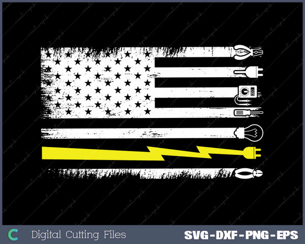 Funny Electrician Electrical Engineer Lineman US Flag SVG Cut files