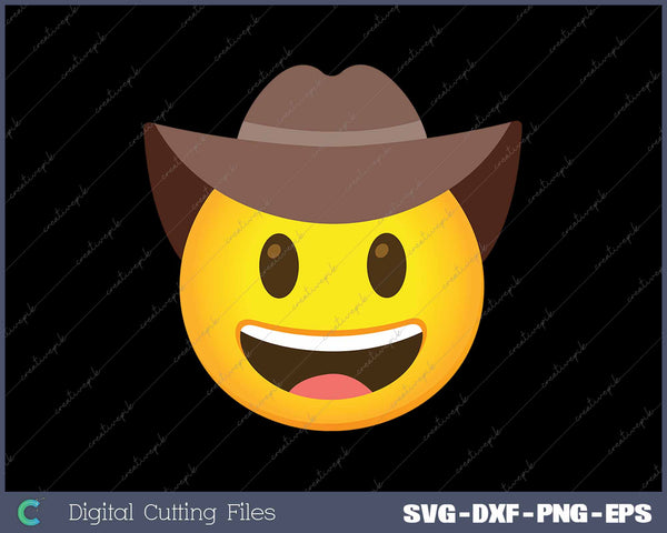 Funny Emoticon Cowboy Hat Face SVG PNG Cutting Printable Files