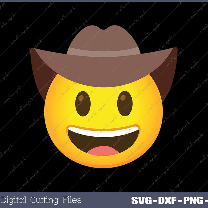 Funny Emoticon Cowboy Hat Face SVG PNG Cutting Printable Files