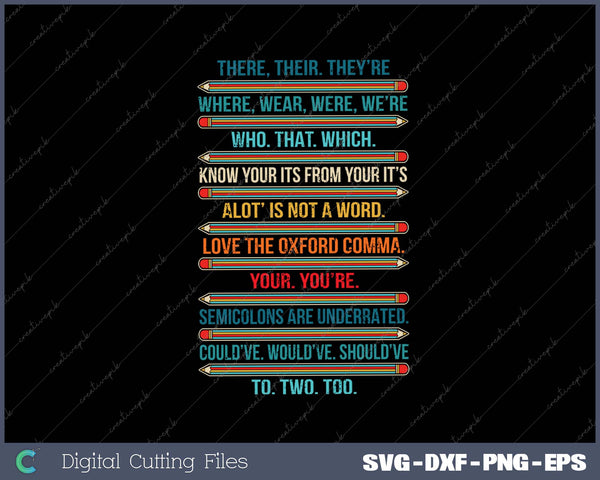 Funny Grammar Police English There Their They're Teacher SVG PNG Cutting Printable Files