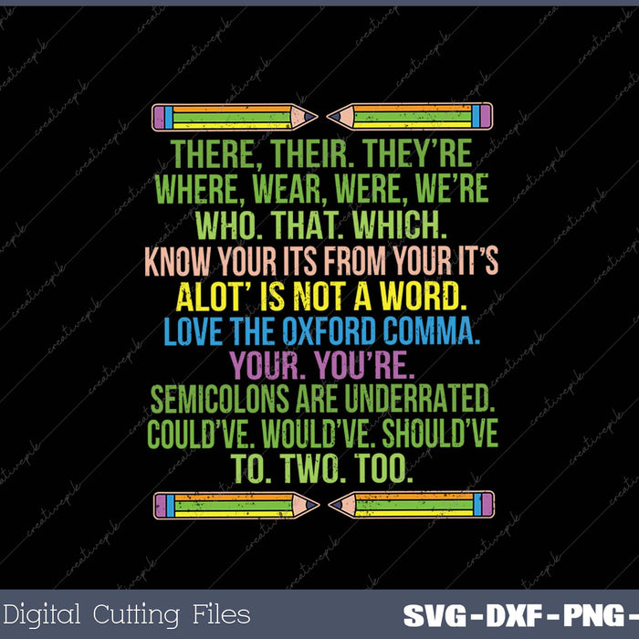 Funny Grammar Police Grammar Nazy English Writing Teacher SVG PNG Cutting Printable Files