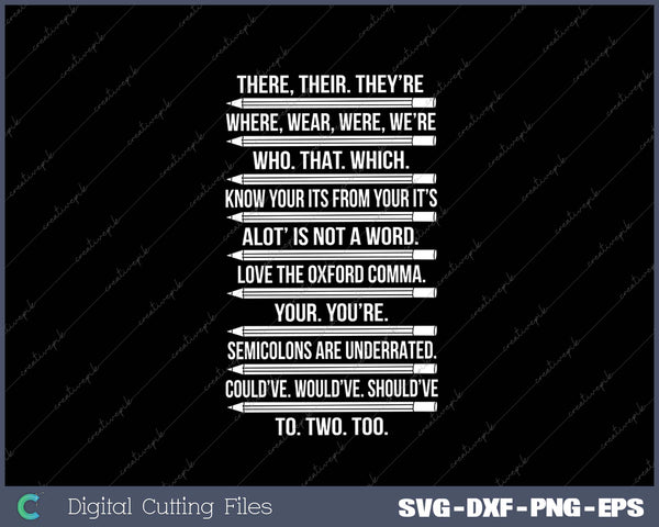 Funny Grammar Police Grammar Nazy English Writing Teacher SVG PNG Cutting Printable Files