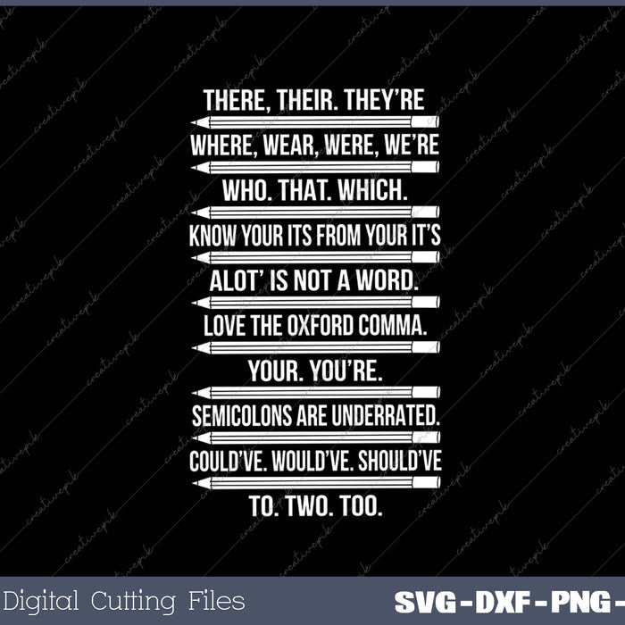 Funny Grammar Police Grammar Nazy English Writing Teacher SVG PNG Cutting Printable Files