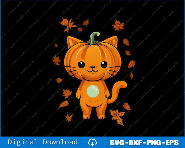 Funny Halloween Cat Pumpkin Jack O Lantern SVG PNG Printable File