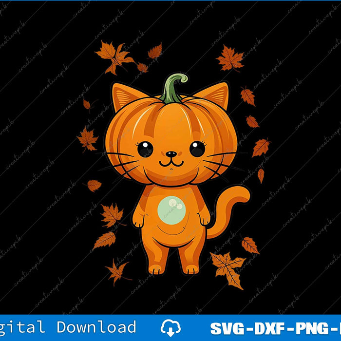 Funny Halloween Cat Pumpkin Jack O Lantern SVG PNG Printable File
