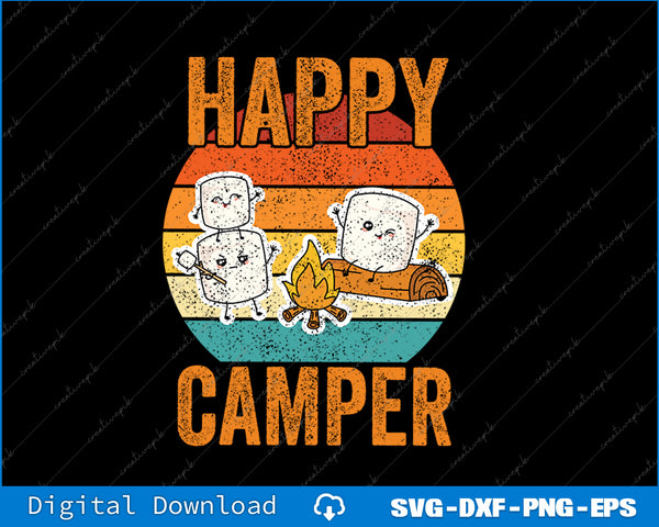 Funny Happy Marshmallow Camper Cute SVG PNG Cutting Printable Files