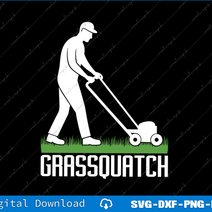 Funny Lawn Mowing Sasquatch Grassquatch Bigfoot Lawn Mower SVG PNG Printable File