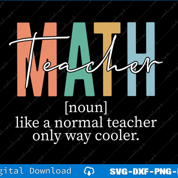 Funny Math Teacher Definition for Women & Men SVG PNG Printable File