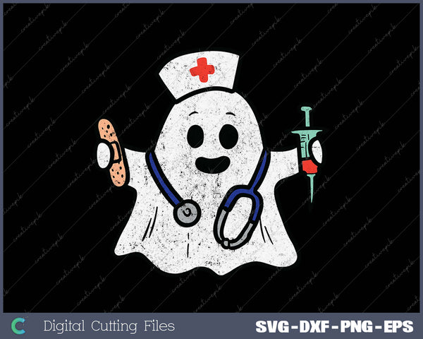 Funny Nurse Ghost Scrub Halloween Costume 