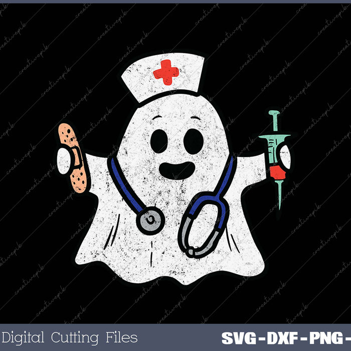 Funny Nurse Ghost Scrub Halloween Costume 