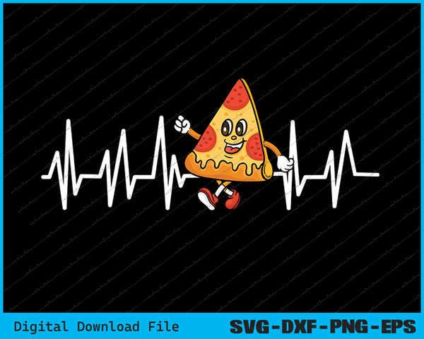Funny Pizza Slice Heartbeat SVG PNG Cutting Printable Files