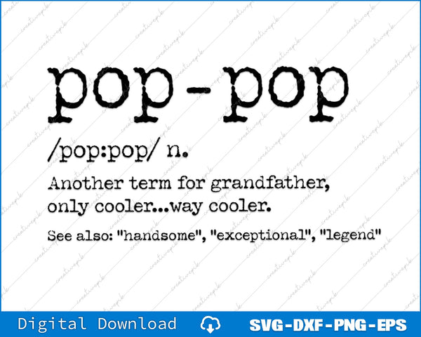Funny Pop-Pop Definition For Cool Grandpa SVG PNG Cutting File