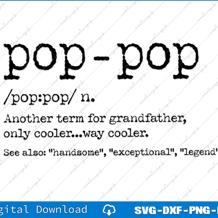 Funny Pop-Pop Definition For Cool Grandpa SVG PNG Cutting File