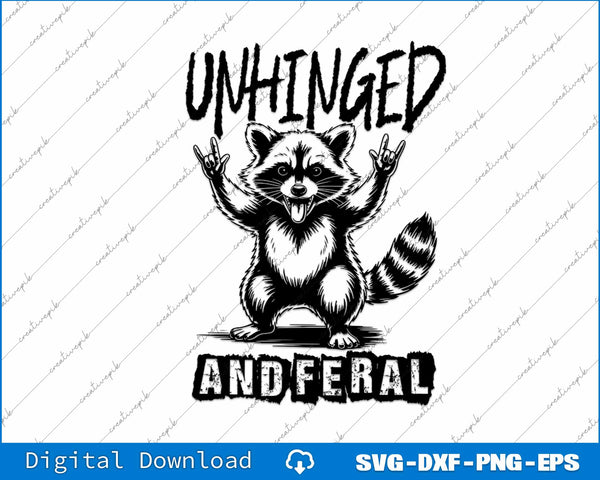 Funny Rock'n Raccoon Unhinged And Feral SVG PNG Cutting Files