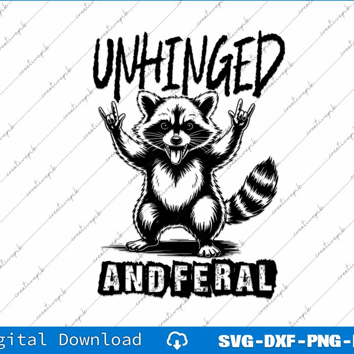 Funny Rock'n Raccoon Unhinged And Feral SVG PNG Cutting Files