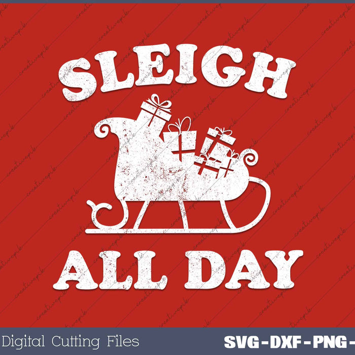 Funny Sleigh All Day Christmas In July Retro Vintage Ugly SVG PNG Cutting Printable Files