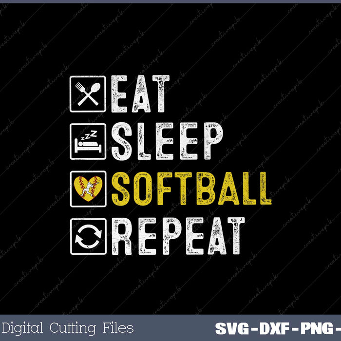 Funny Softball Eat Sleep Softball Repeat for Girls SVG Cut files