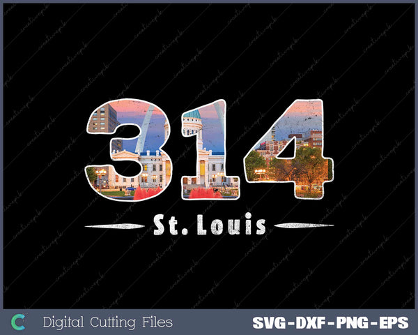 Funny St. Louis 314 Area Code Skyline Missouri Vintage SVG PNG