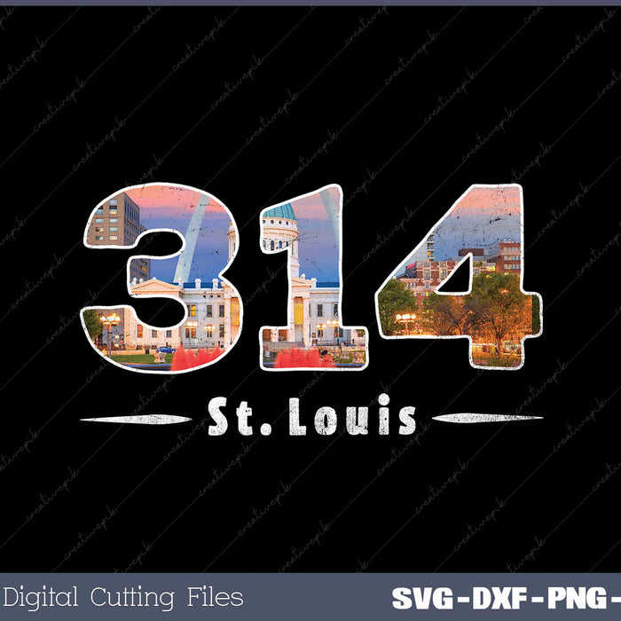 Funny St. Louis 314 Area Code Skyline Missouri Vintage SVG PNG