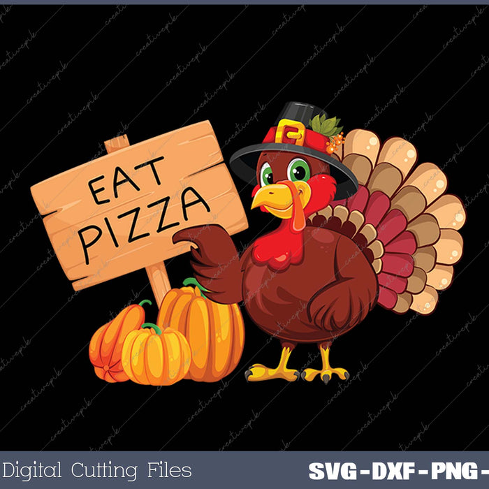 Funny Thanksgiving Turkey Eat Pizza SVG PNG Cutting Printable Files