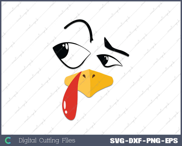 Funny Thanksgiving Turkey Face Pilgrim Costume SVG PNG Cutting Printable Files