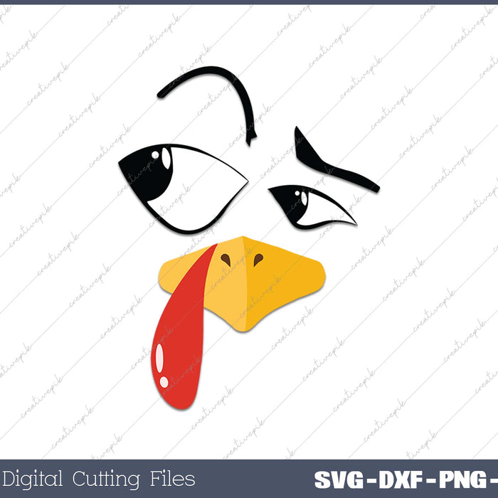 Funny Thanksgiving Turkey Face Pilgrim Costume SVG PNG Cutting Printable Files