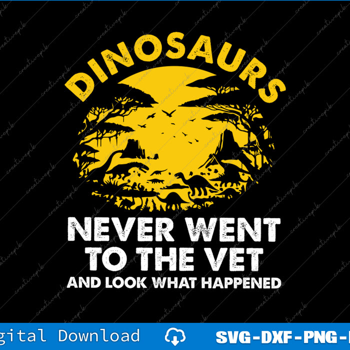 Yellow dinosaur graphic with text on a black background