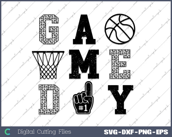 Game Day Basketball Game Day SVG PNG Cutting Printable Files