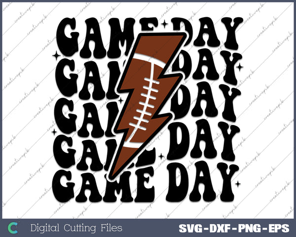 Game Day Lightning Bolt Game Day Sports SVG PNG Cutting Printable Files