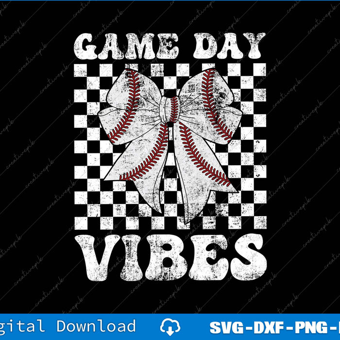 Game Day Vibes Coquette Bow Baseball Season SVG PNG Printable Files