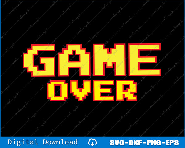 Game Over Vintage Retro Video Games Gaming Gift Arcade Svg Png Cutting File