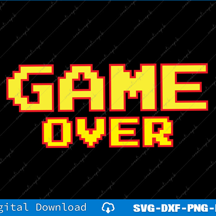Game Over Vintage Retro Video Games Gaming Gift Arcade Svg Png Cutting File
