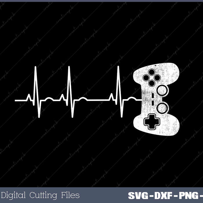 Gamer Heartbeat Video Game Lover SVG DXF PNG Design File