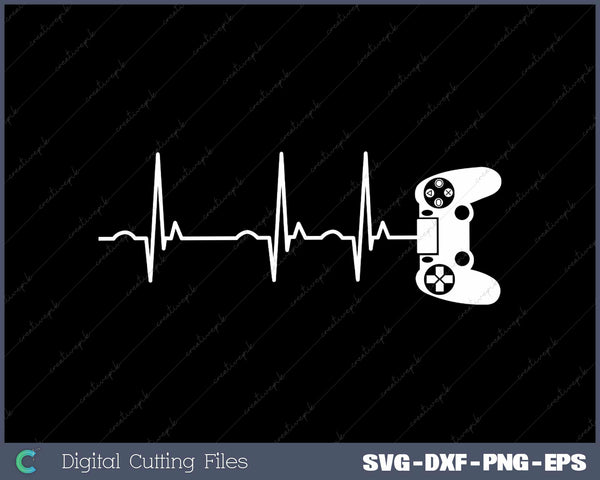 Gamer Heartbeat Video Game Player Gift SVG DXF PNG Design File