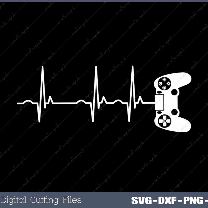 Gamer Heartbeat Video Game Player Gift SVG DXF PNG Design File