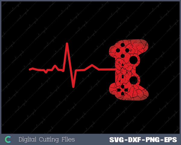 Gamer Heartbeat Video Games Gaming Boys SVG DXF PNG Design File