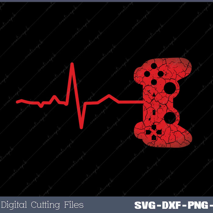 Gamer Heartbeat Video Games Gaming Boys SVG DXF PNG Design File